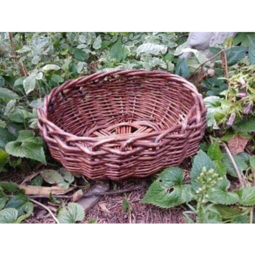 Farmhouse Easter Basket Vintage Dark Brown Oval Decor